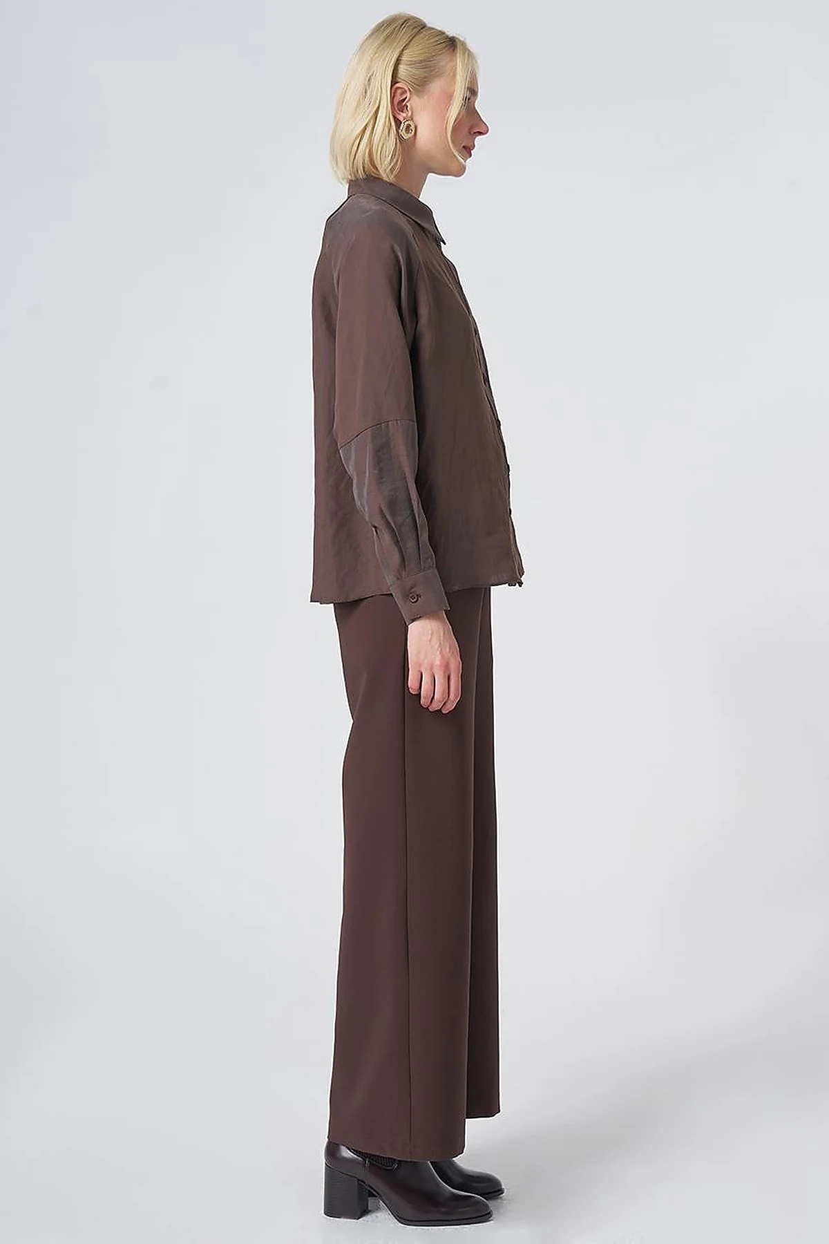 Striped Lyocell Blouse – Brown