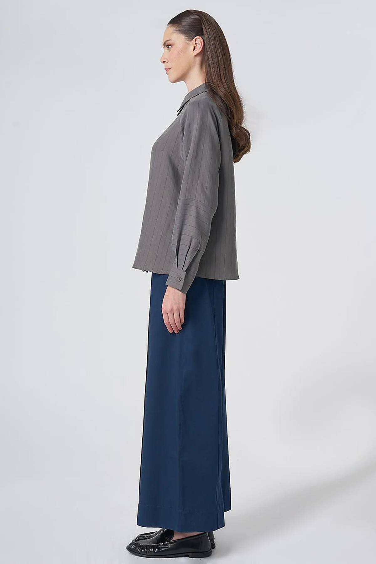 Striped Lyocell Blouse –Mink