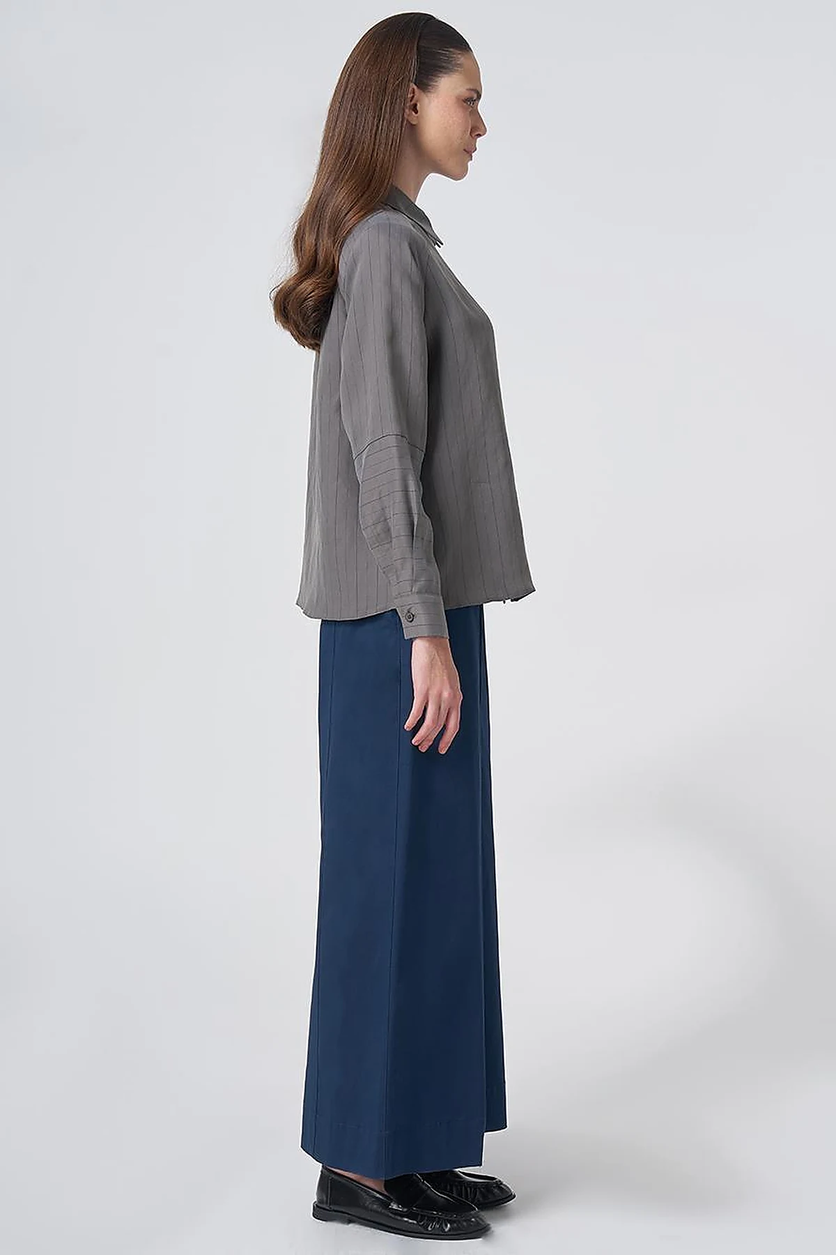 Striped Lyocell Blouse –Mink