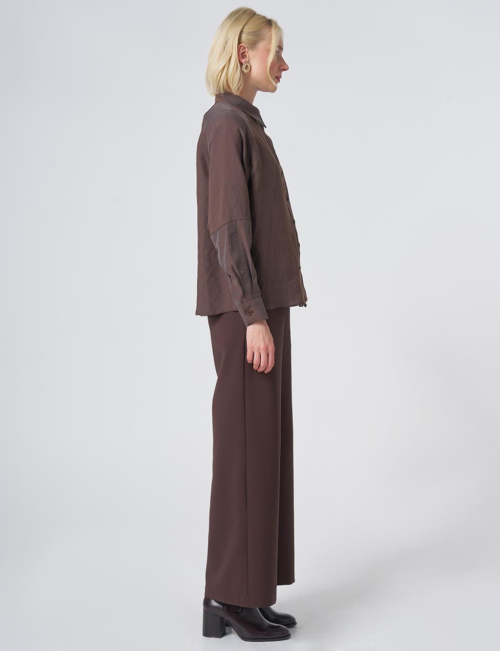 Striped Lyocell Blouse – Chocolate