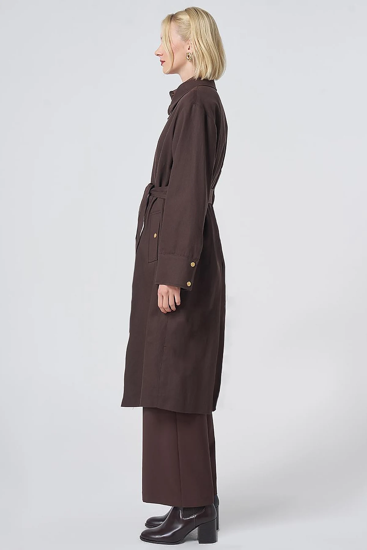 Belted Trench Coat – Dark Brown