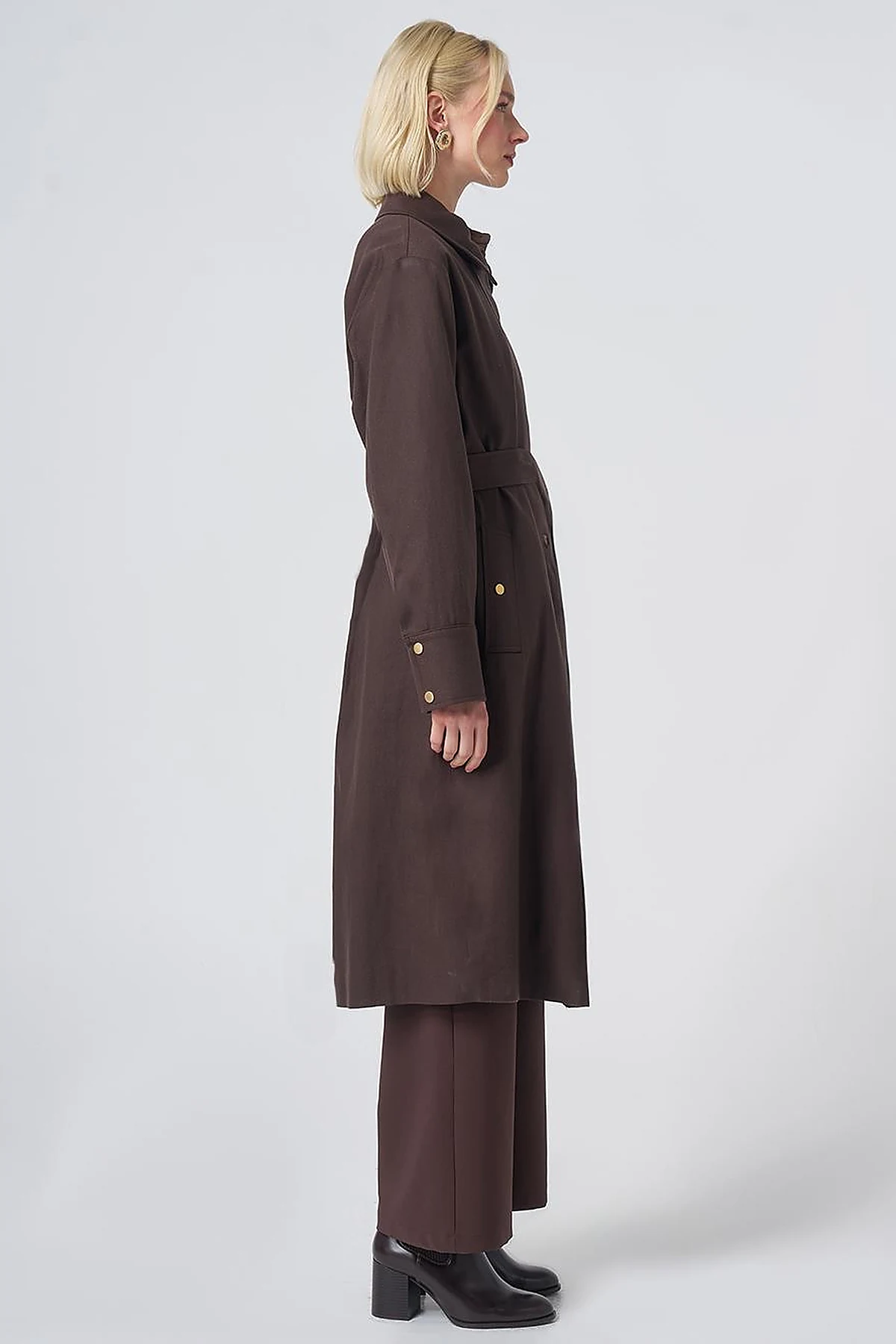 Belted Trench Coat – Dark Brown