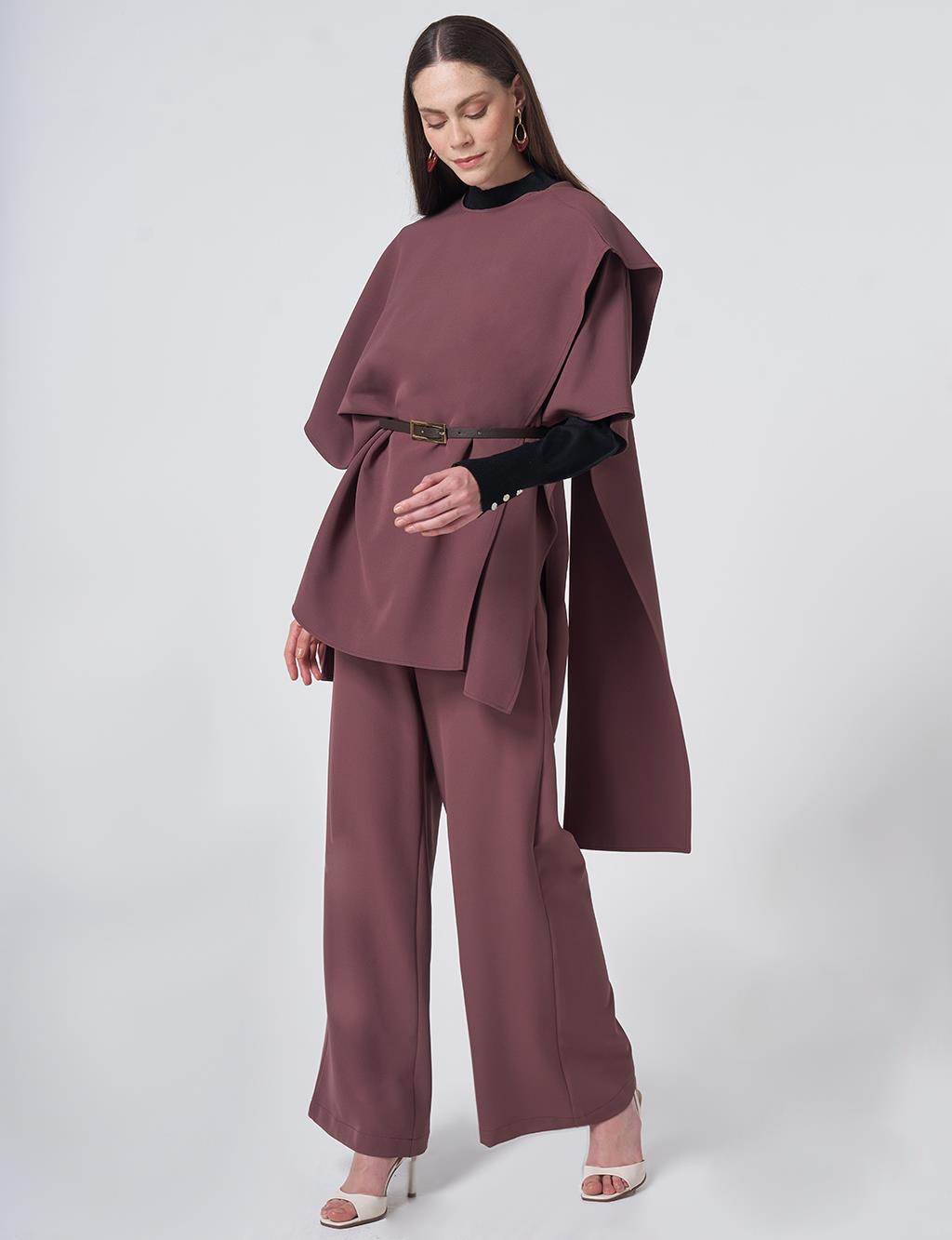 Belt-Detail Two-Piece Set – Cocoa