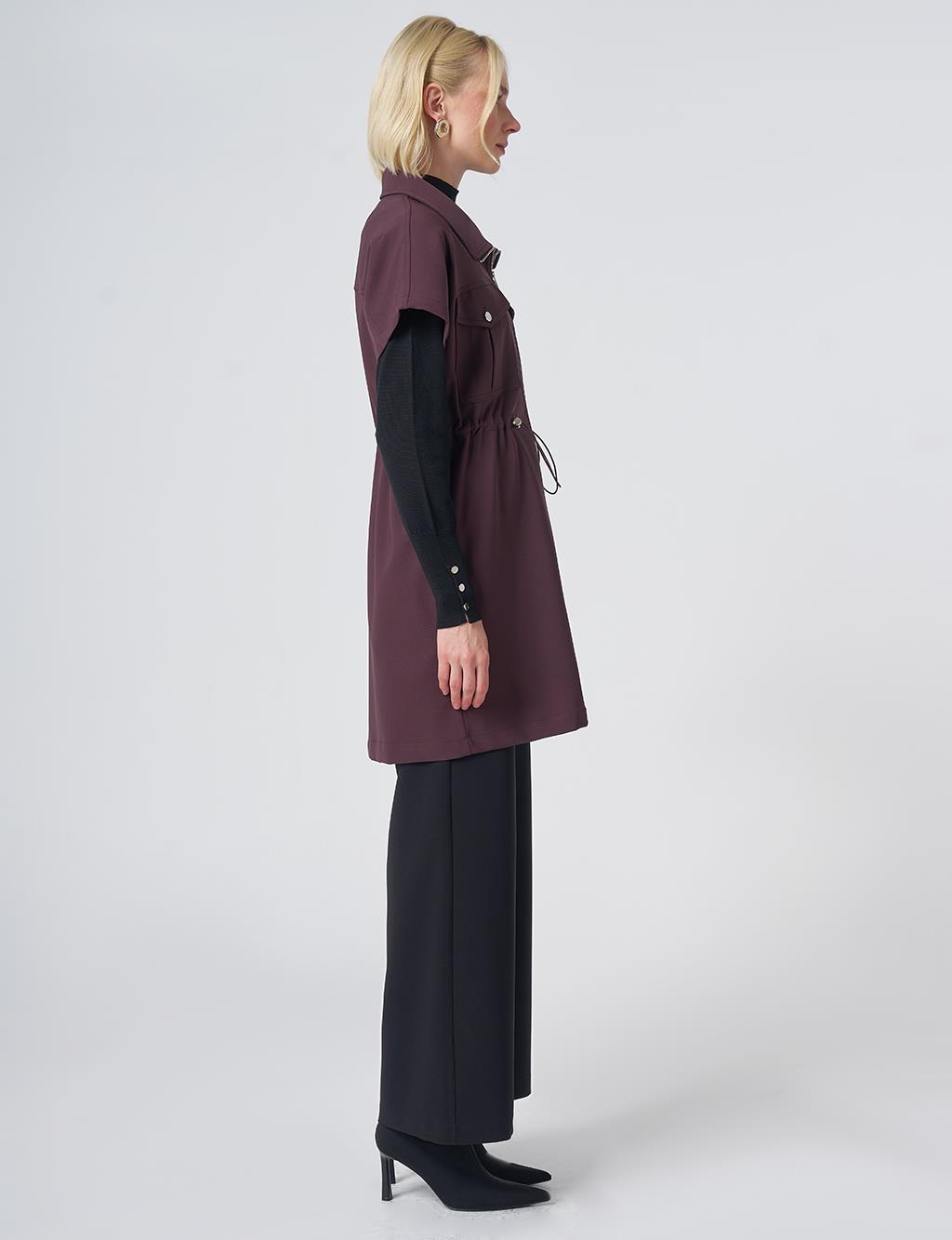 Drawstring Waist Vest – Dark Burgundy