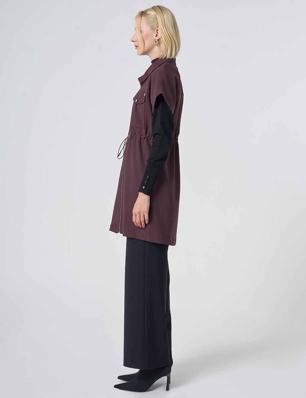 Drawstring Waist Vest – Dark Burgundy