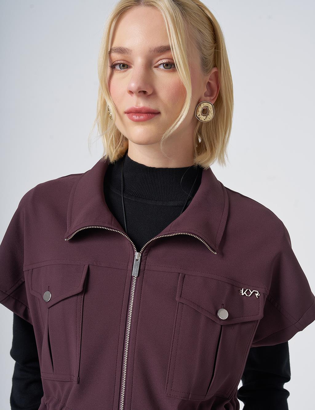 Drawstring Waist Vest – Dark Burgundy