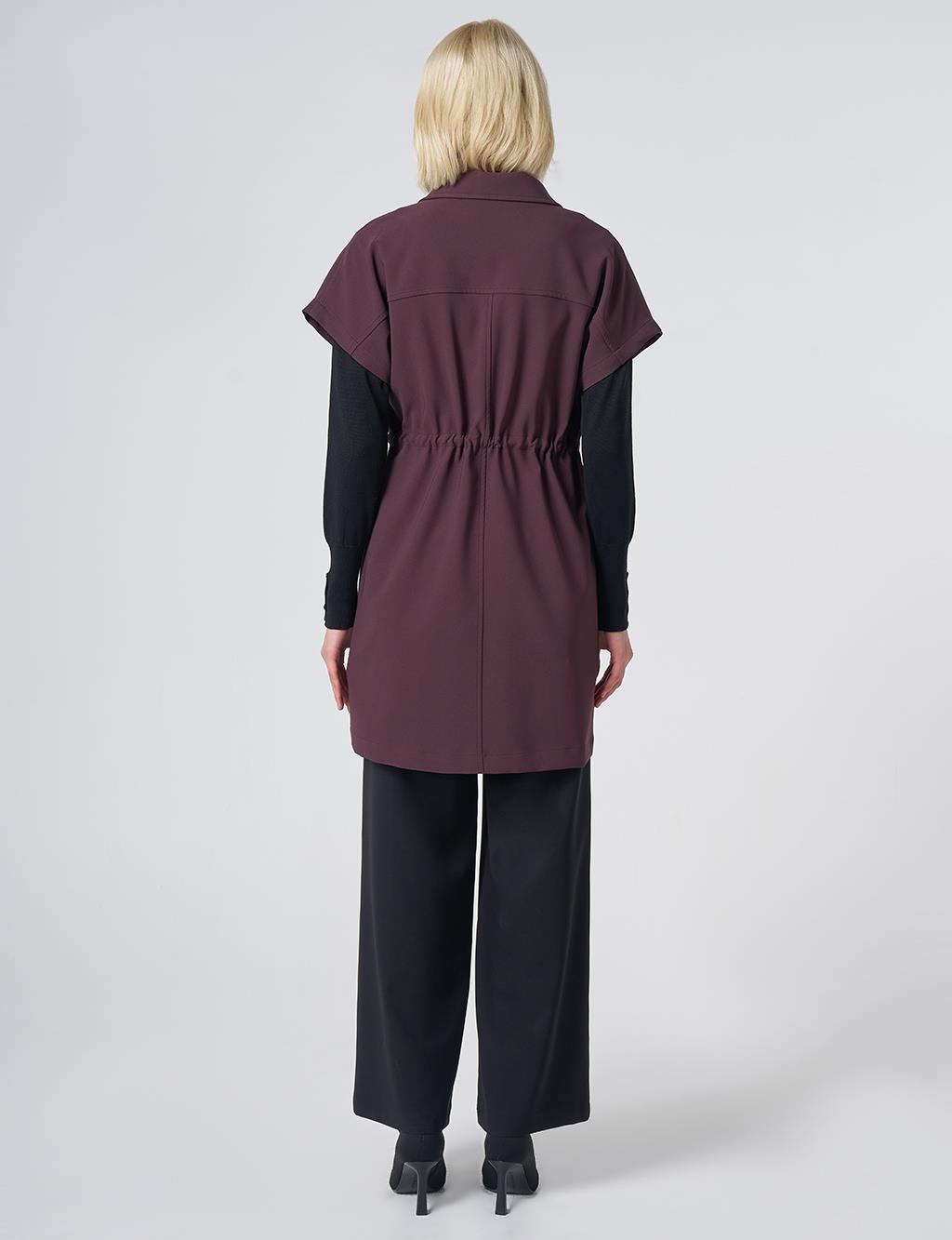 Drawstring Waist Vest – Dark Burgundy