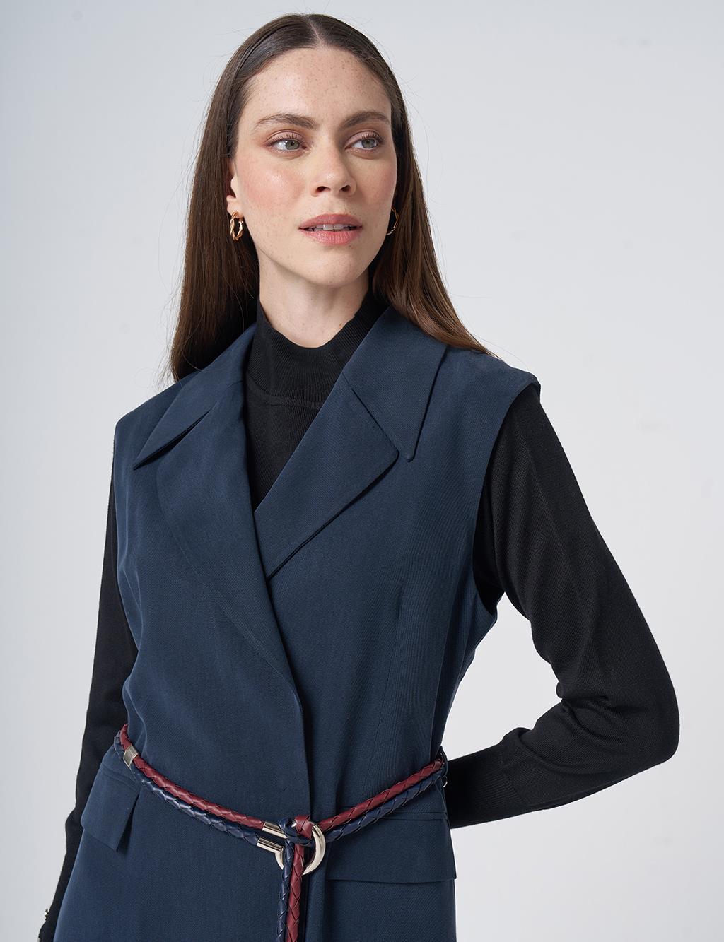 Belt-Detail Lyocell-Viscose Two-Piece Set – Dark Navy