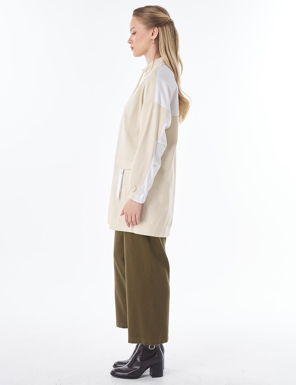 Dropped-Shoulder Scuba Sweatshirt – Cream