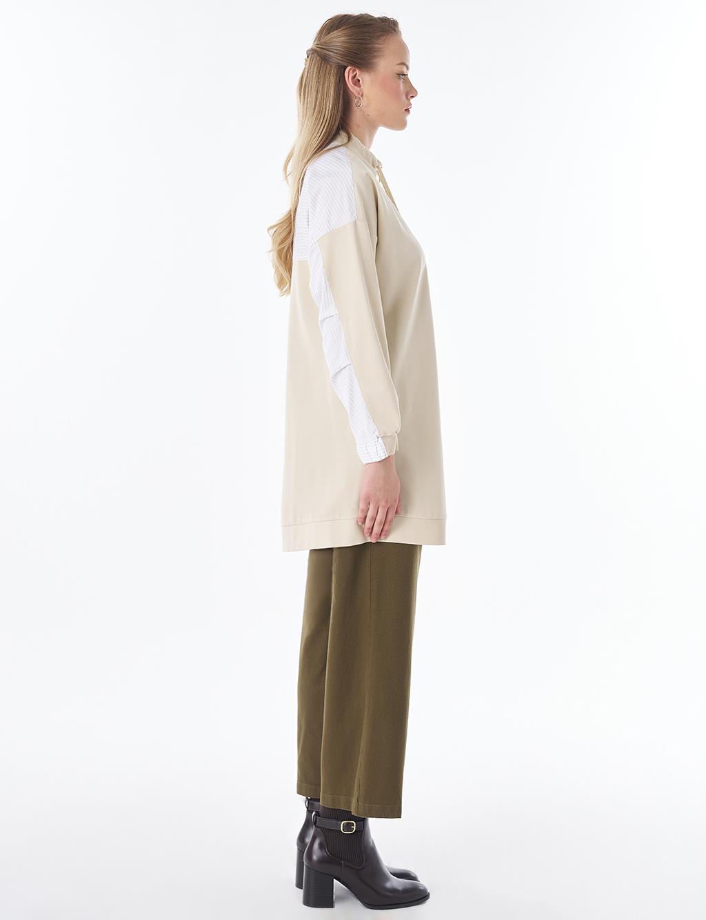 Dropped-Shoulder Scuba Sweatshirt – Cream