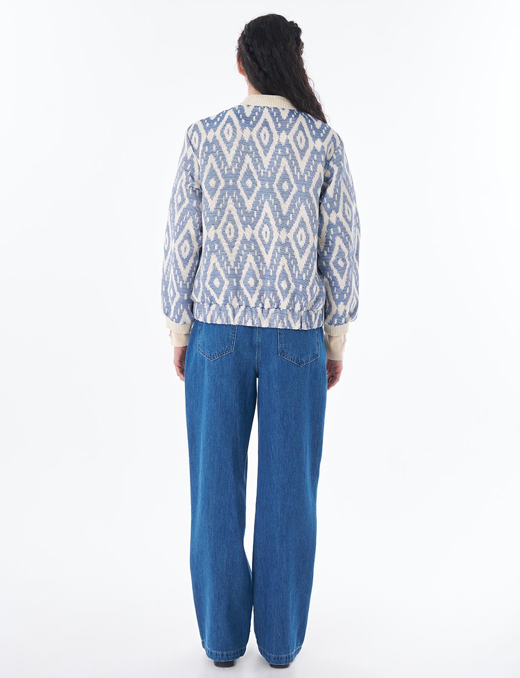 Pearl-Embellished Bomber Jacket – Indigo