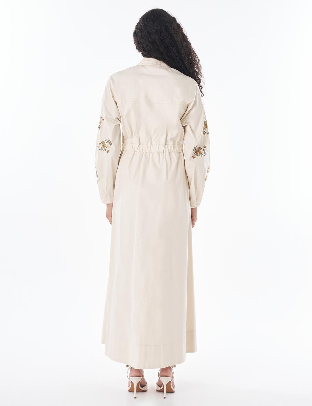 Embroidered Cotton Maxi Dress – Cream