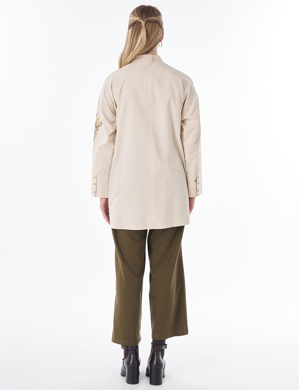 100% Cotton Mandarin Collar Tunic – Cream