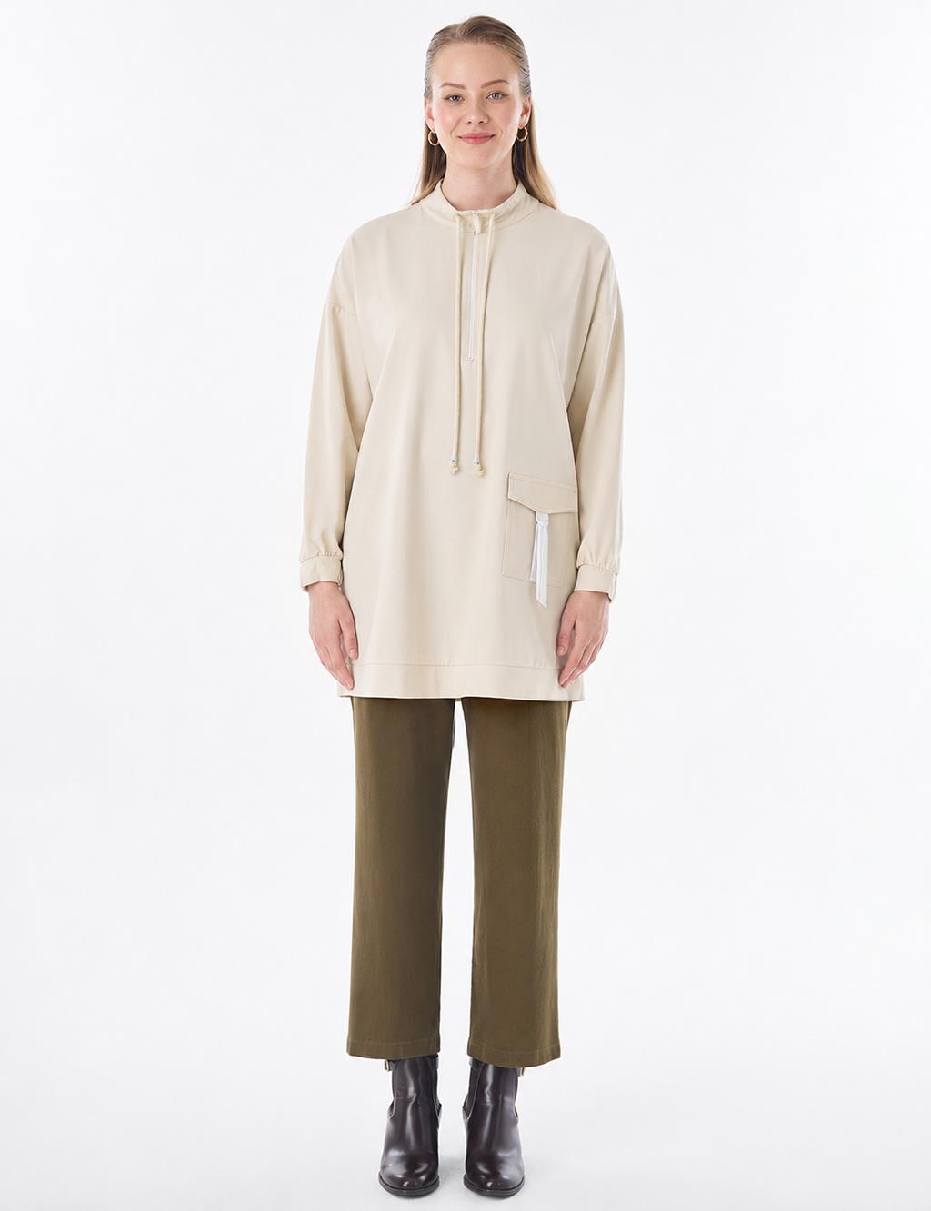 Dropped-Shoulder Scuba Sweatshirt – Cream