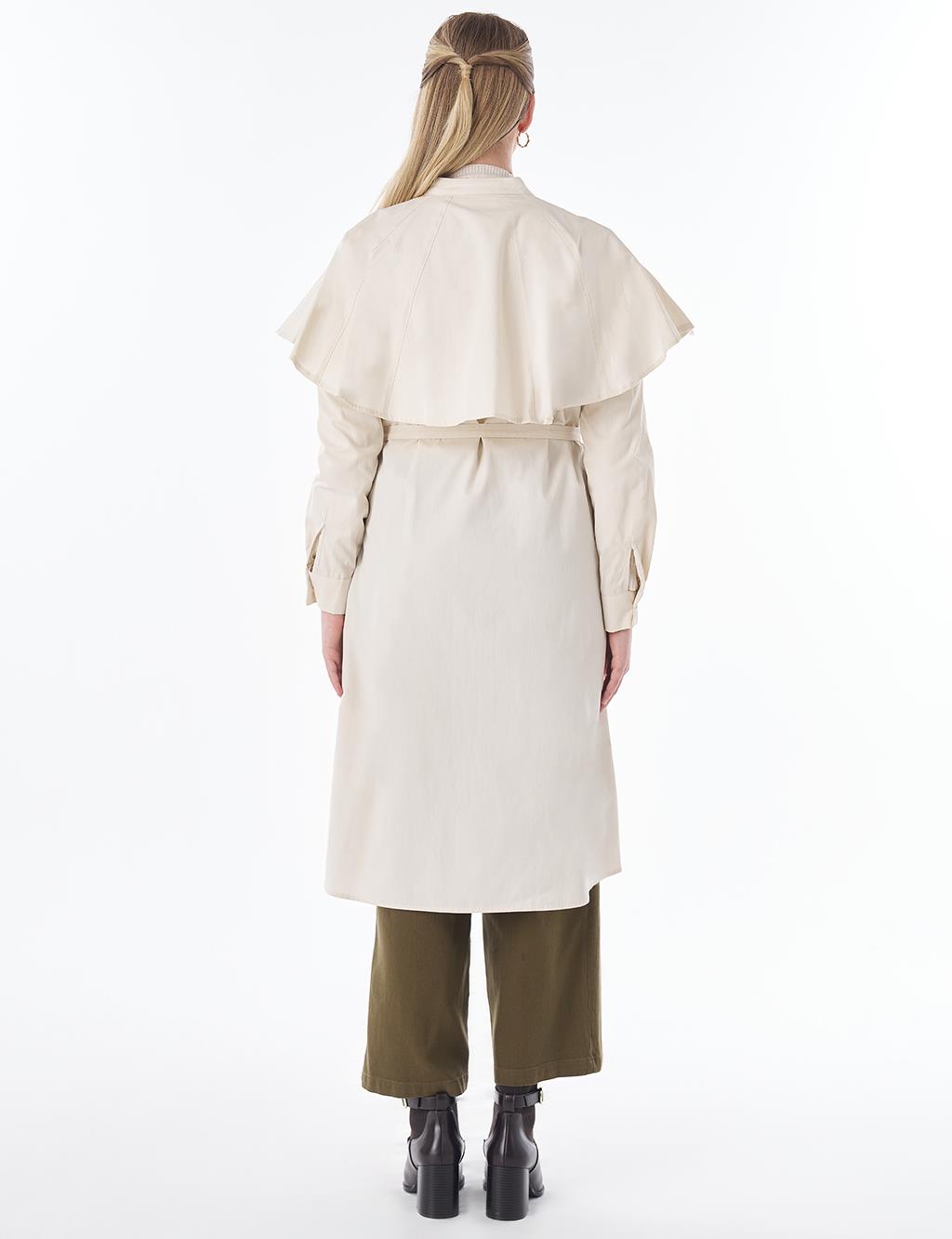 Cape-Detail Long Tunic – Cream