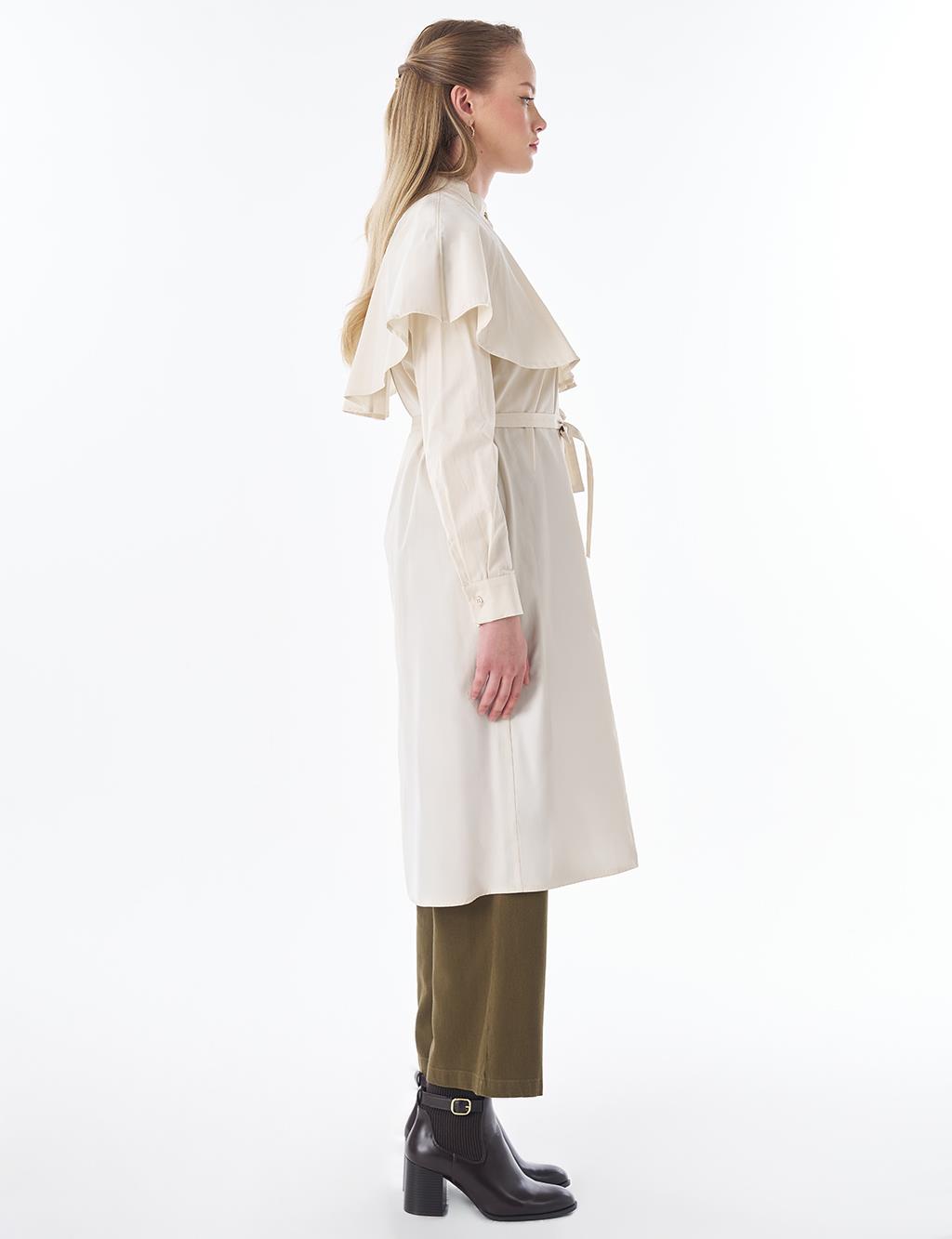 Cape-Detail Long Tunic – Cream