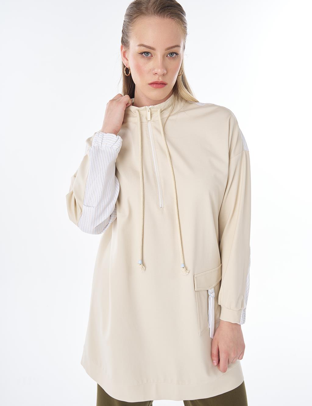 Dropped-Shoulder Scuba Sweatshirt – Cream