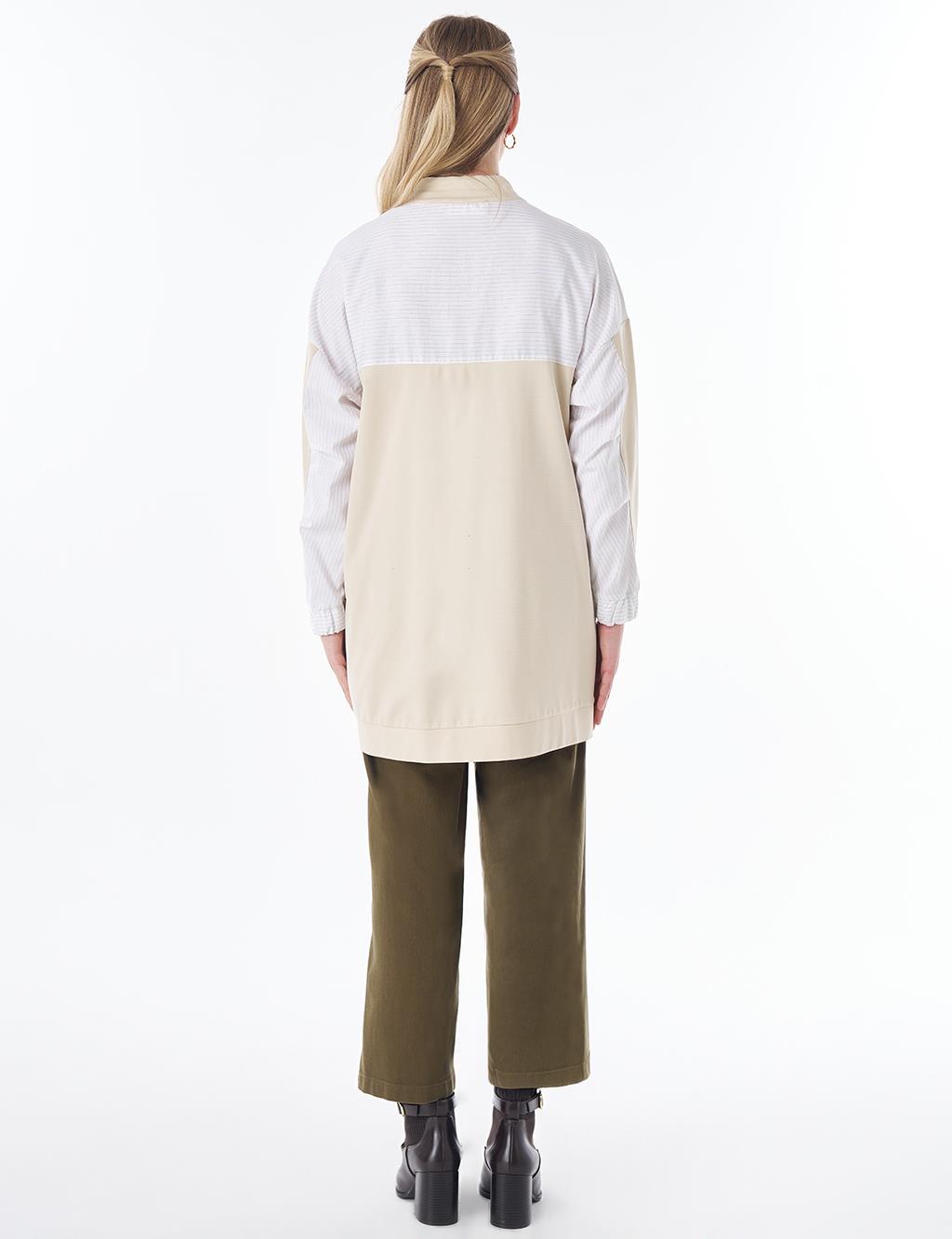 Dropped-Shoulder Scuba Sweatshirt – Cream
