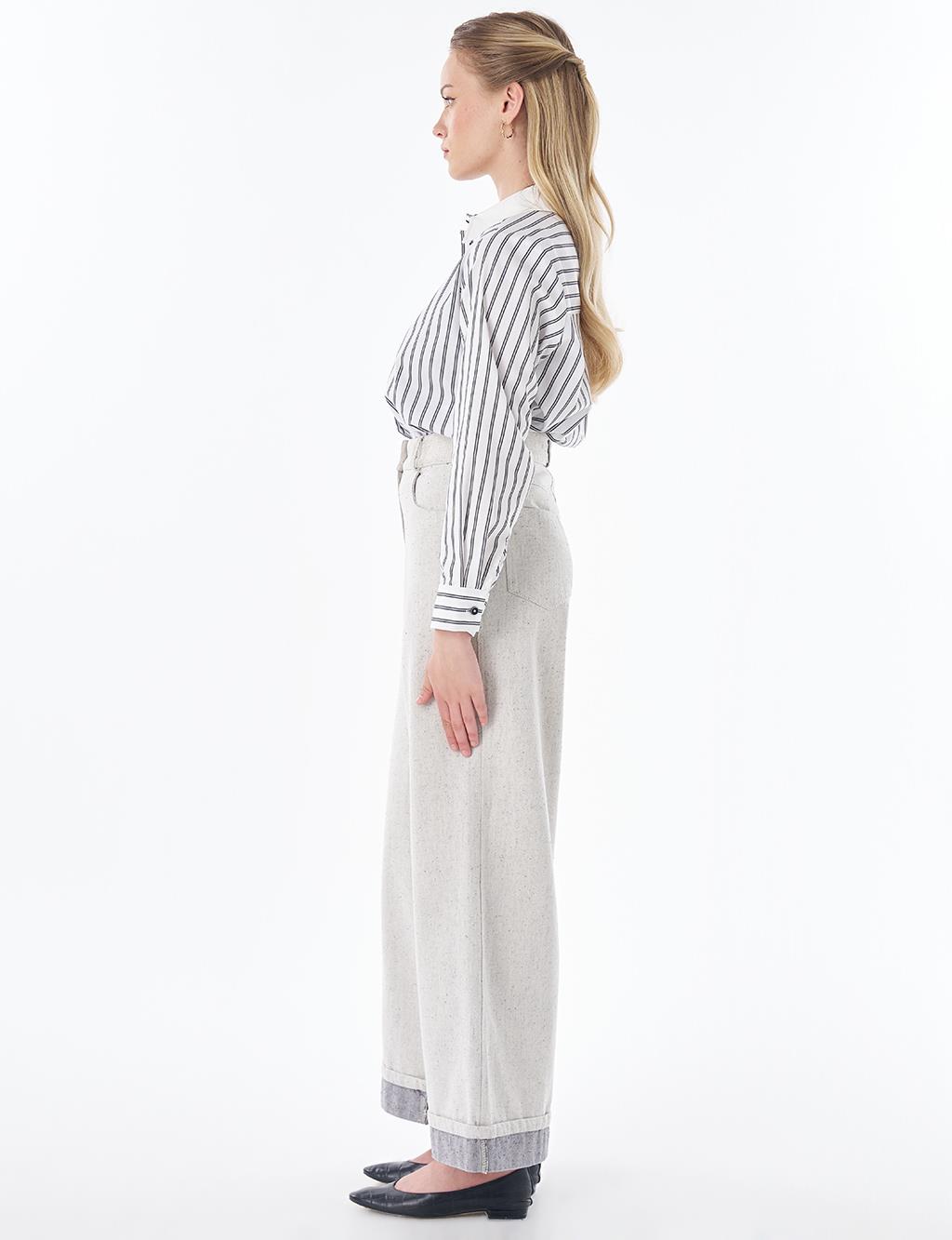 Turn-Up Hem Denim Trousers – Grey
