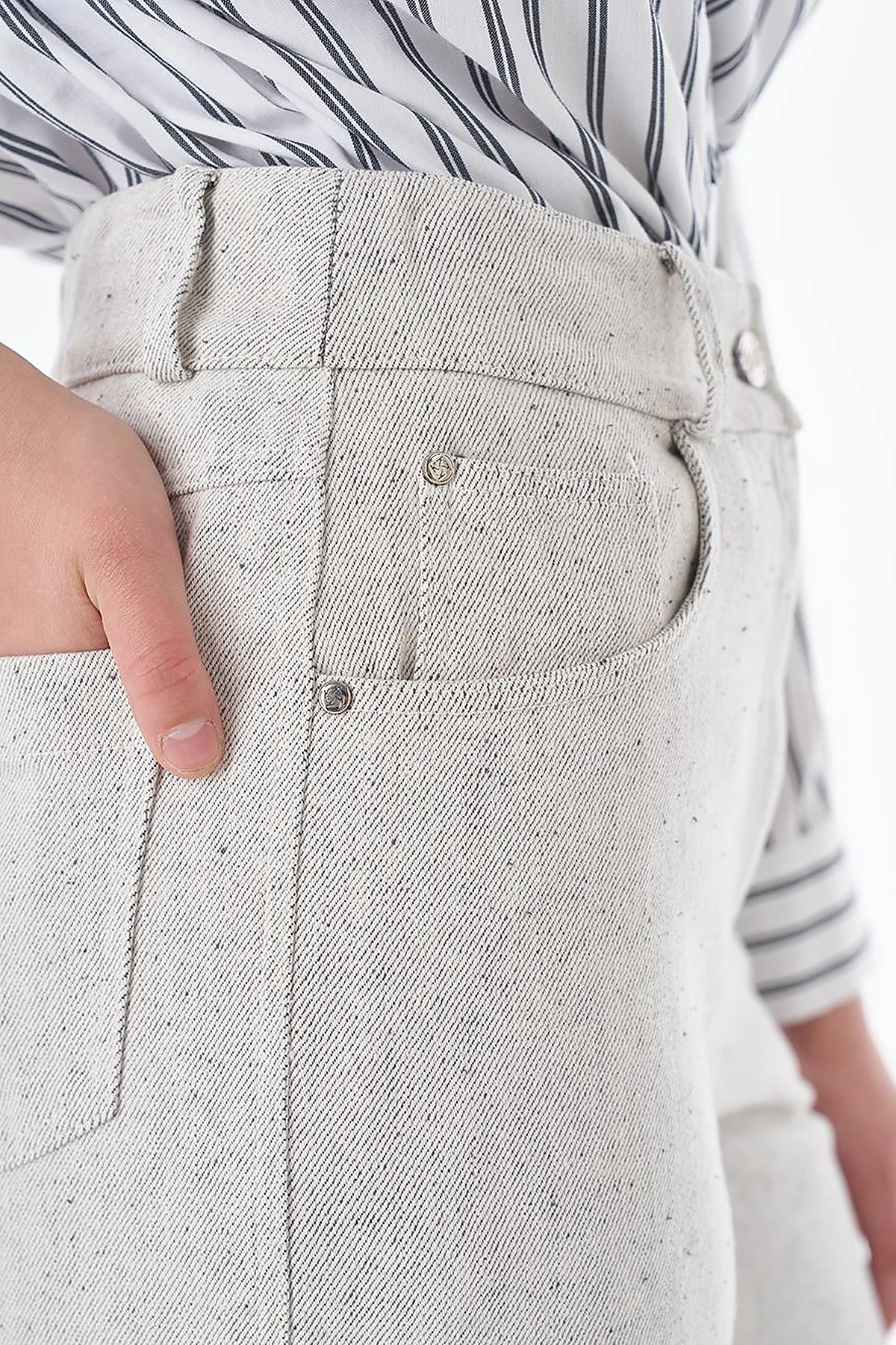 Turn-Up Hem Denim Trousers – Grey