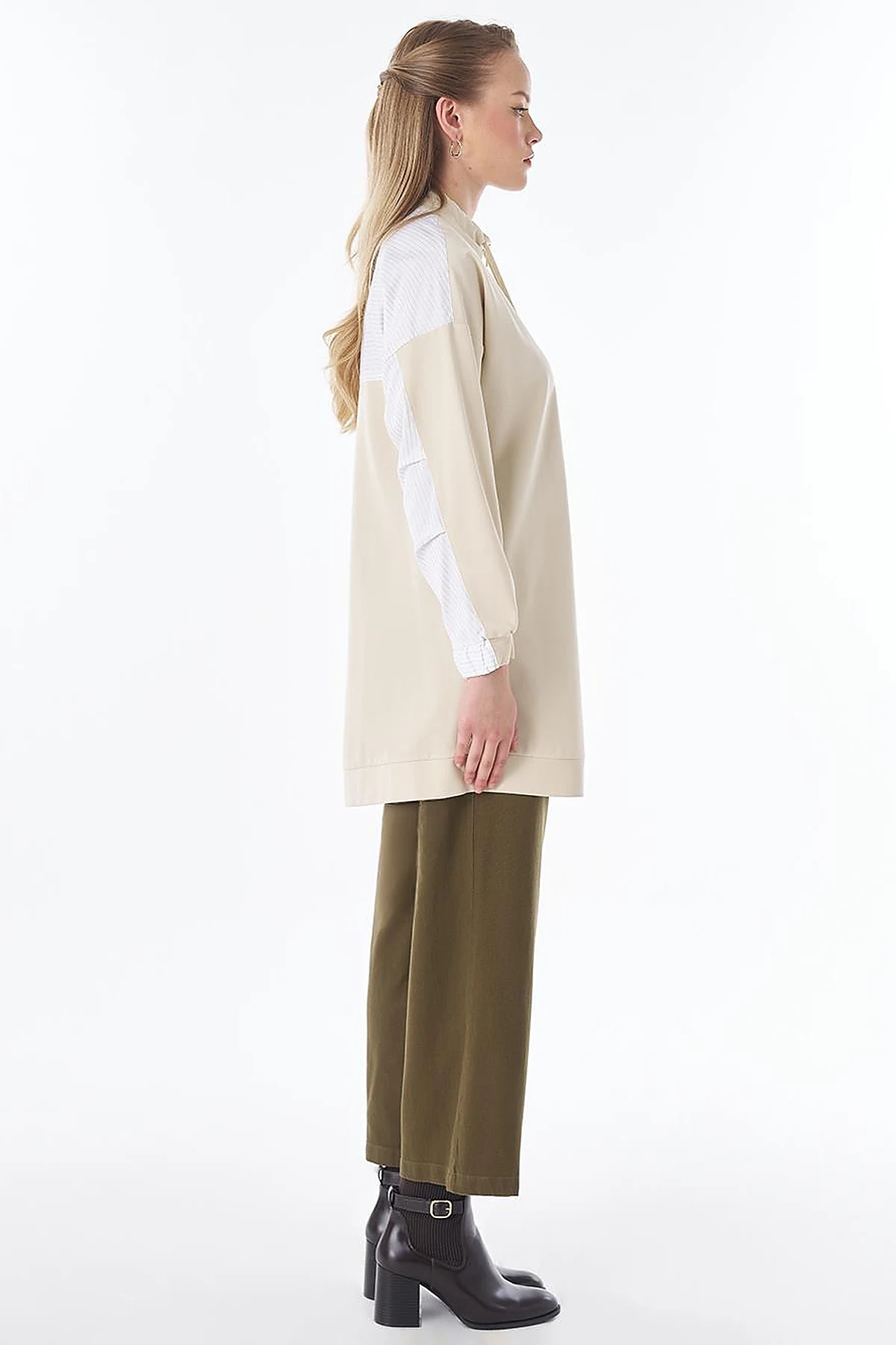 Dropped-Shoulder Scuba Sweatshirt – Cream