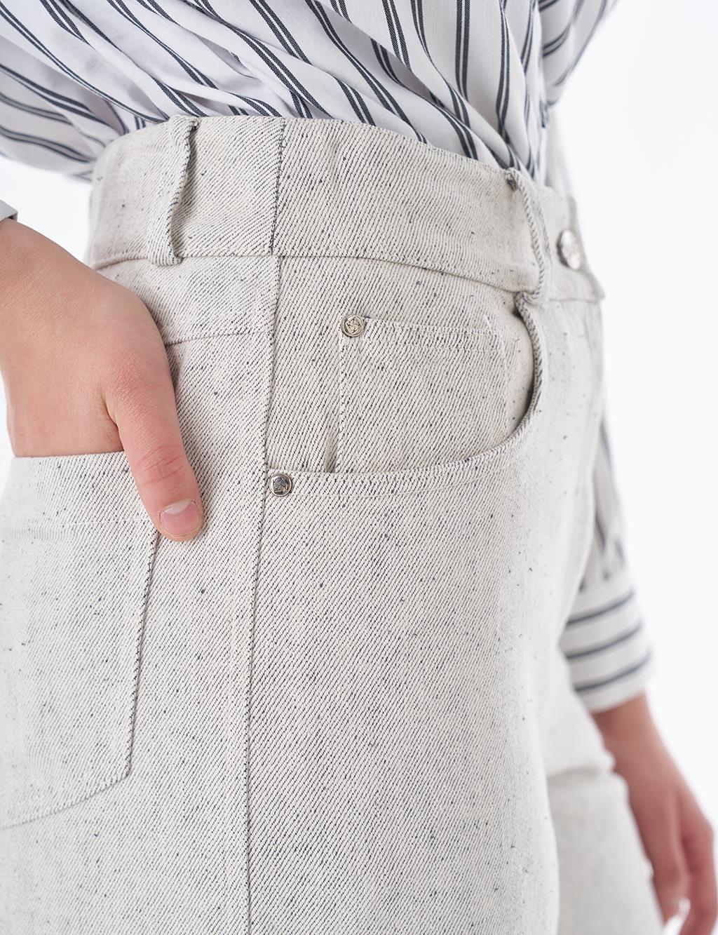 Turn-Up Hem Denim Trousers – Grey