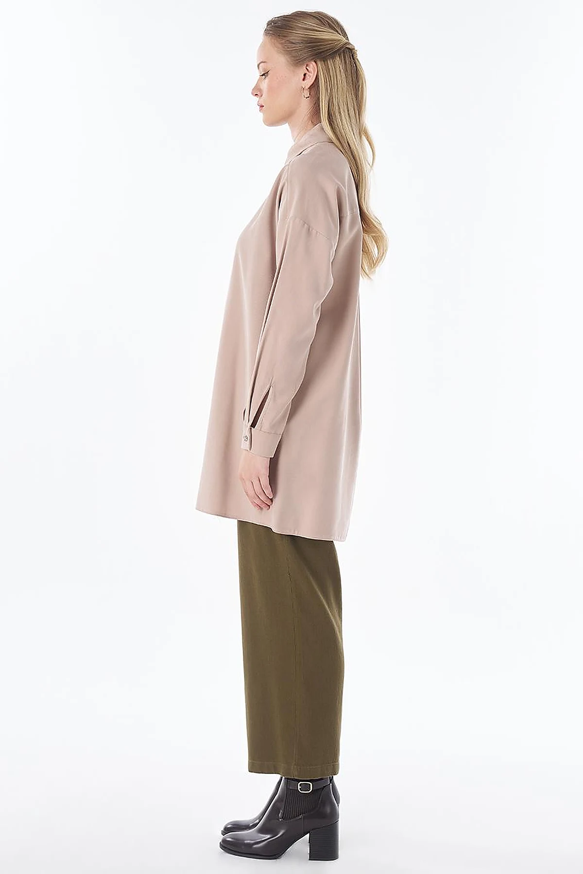 Floral Print Rayon Tunic – Mink