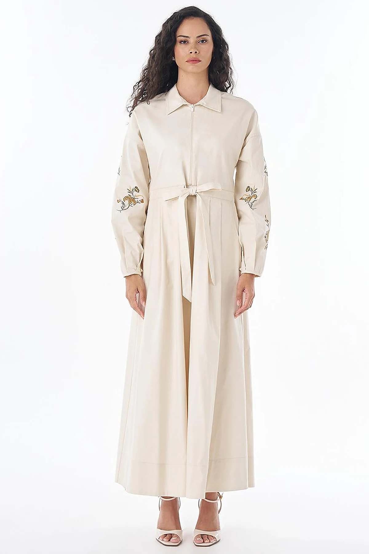 Embroidered Cotton Maxi Dress – Cream
