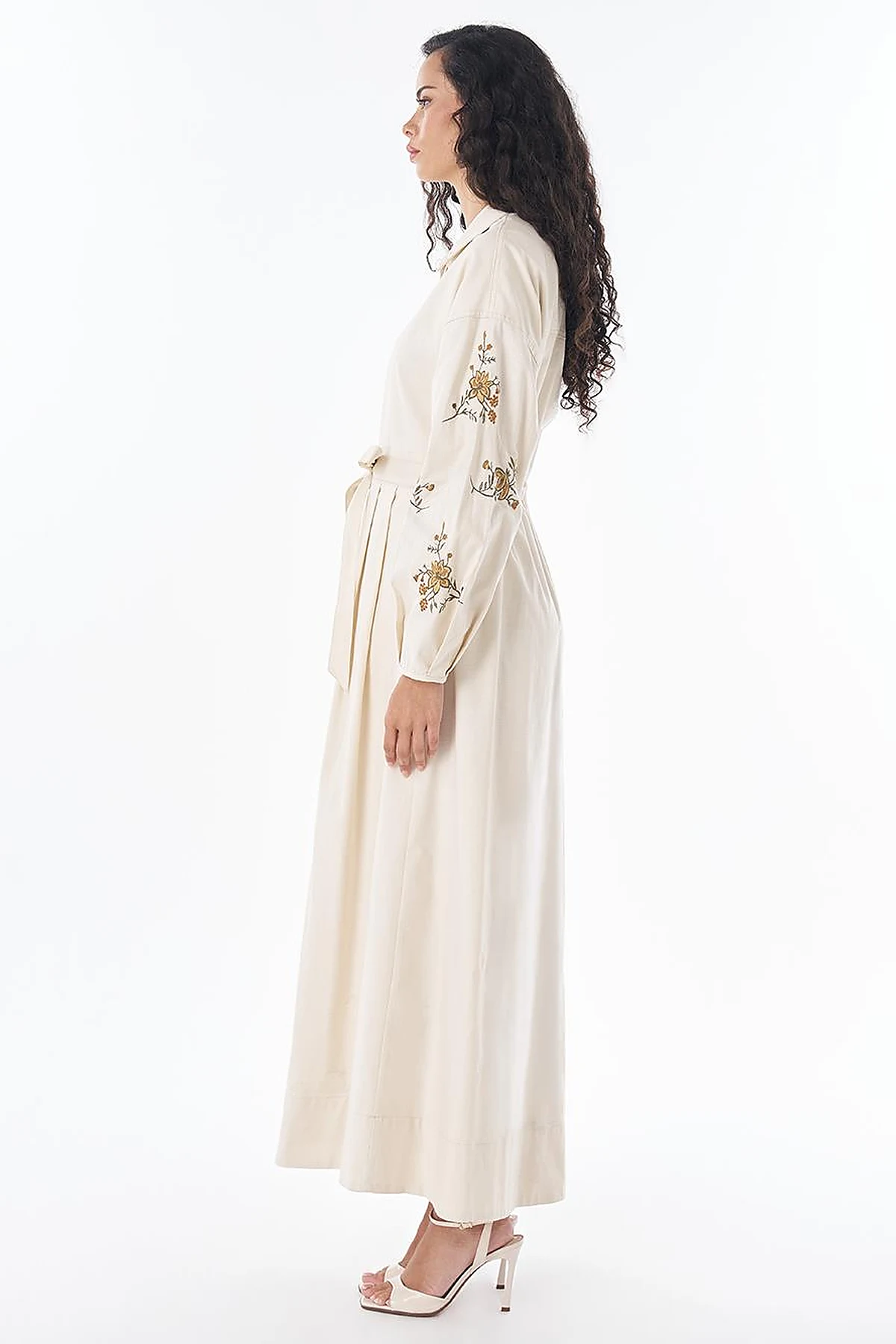 Embroidered Cotton Maxi Dress – Cream