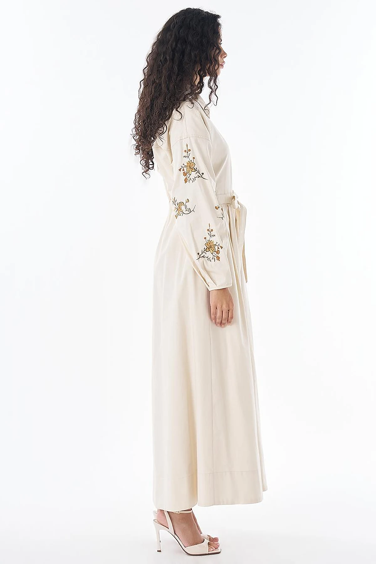 Embroidered Cotton Maxi Dress – Cream