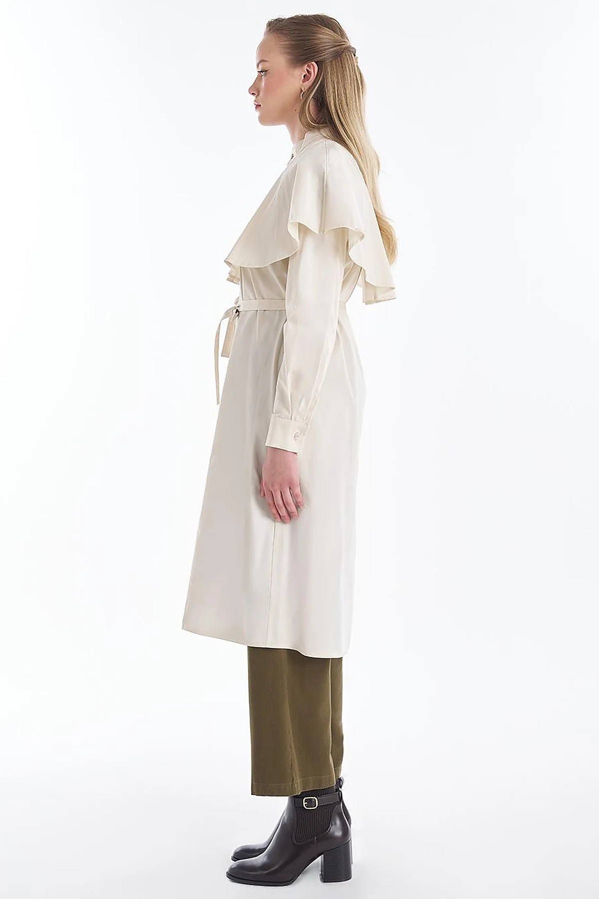 Cape-Detail Long Tunic – Cream