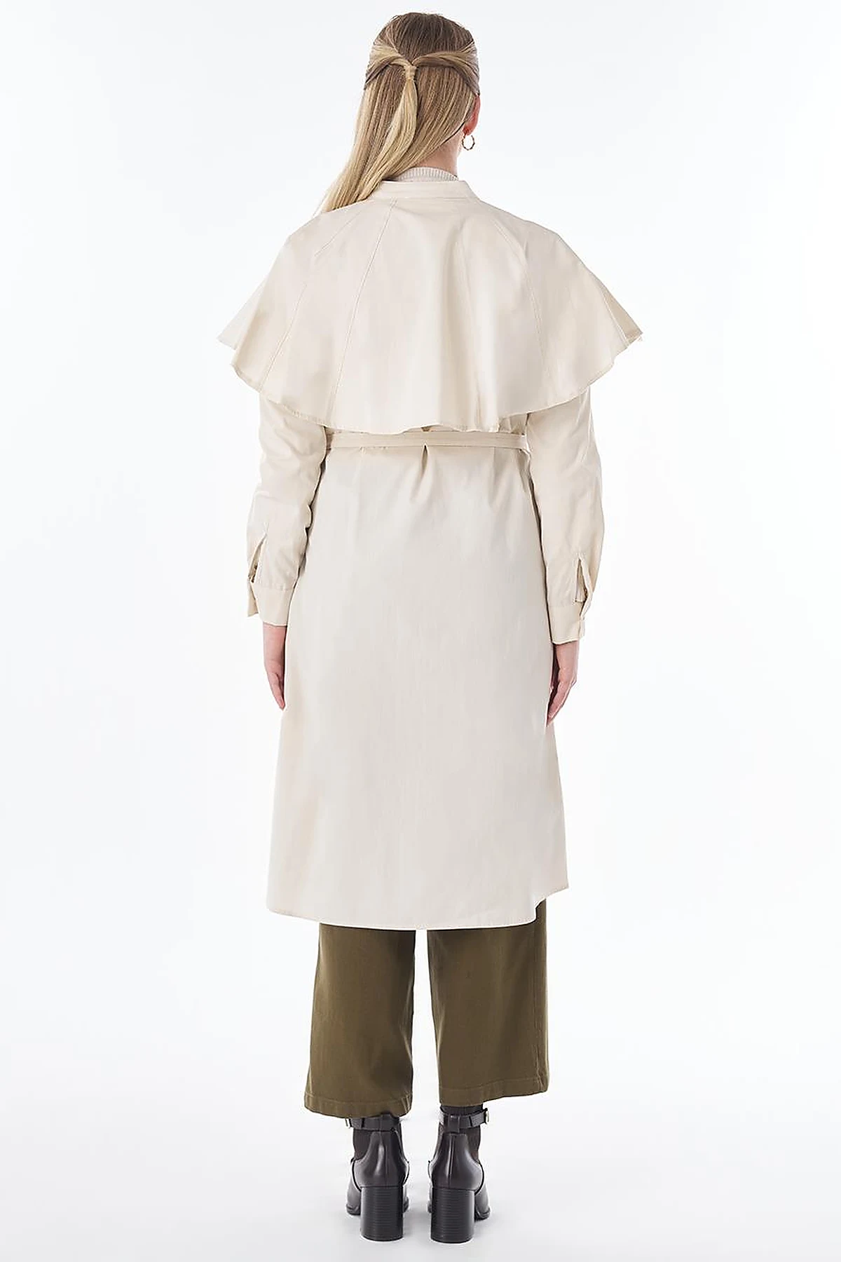 Cape-Detail Long Tunic – Cream