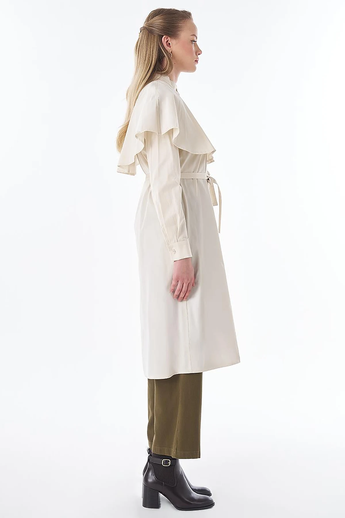 Cape-Detail Long Tunic – Cream
