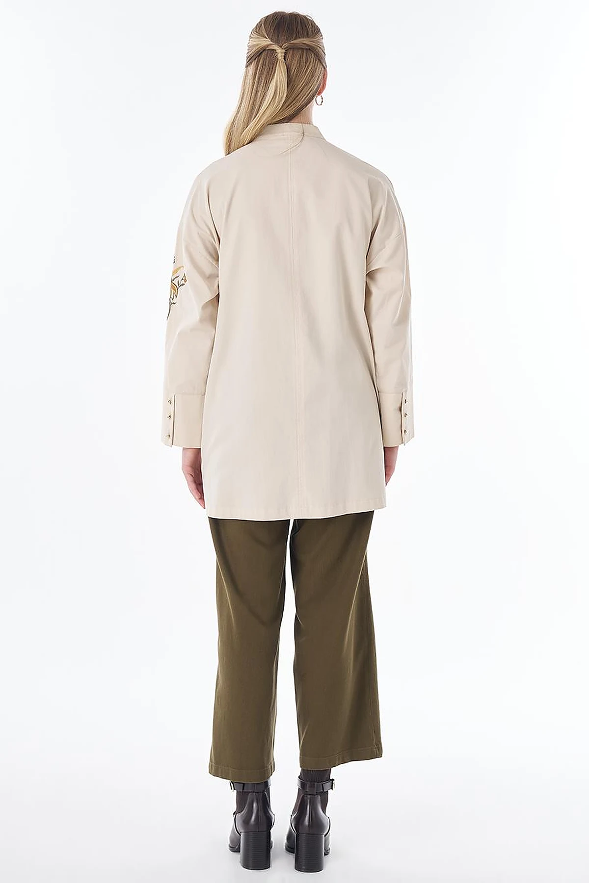 100% Cotton Mandarin Collar Tunic – Cream