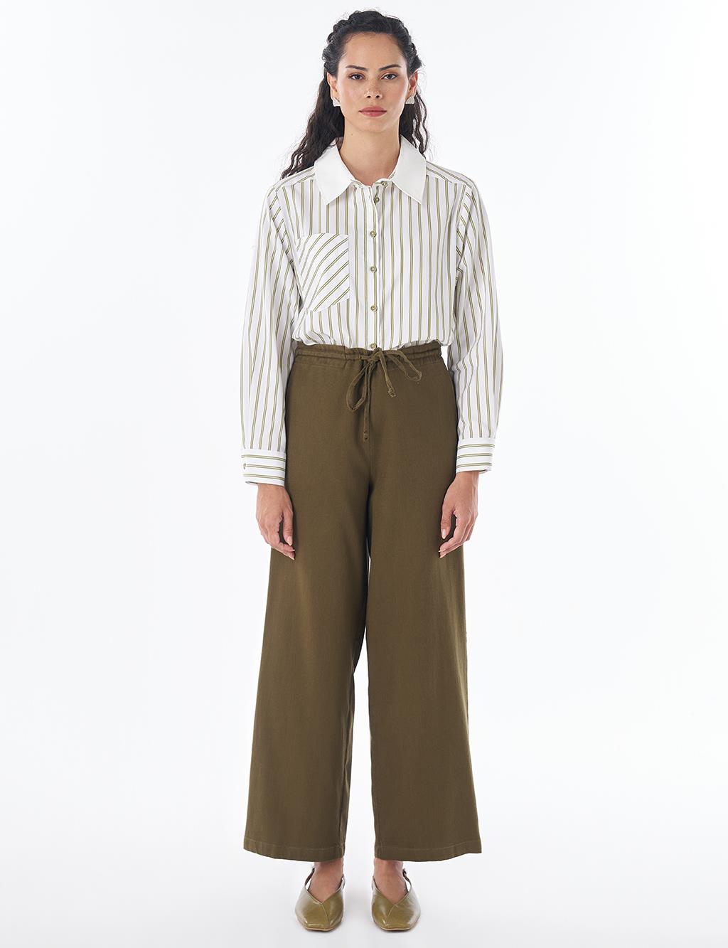 Drawstring Lyocell Trousers – Dark Khaki