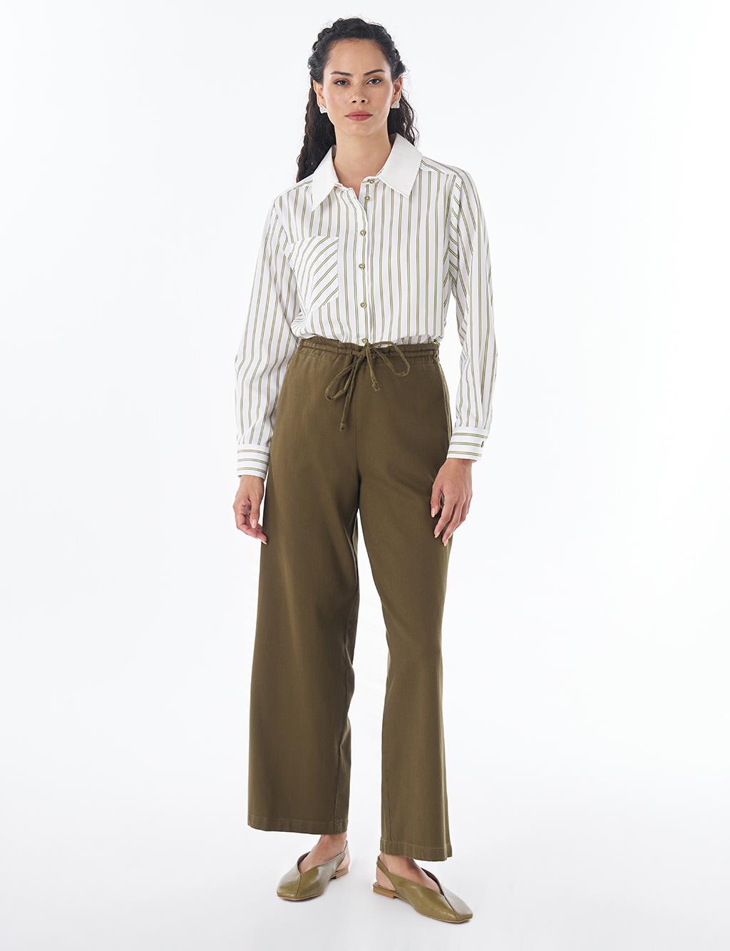 Drawstring Lyocell Trousers – Dark Khaki
