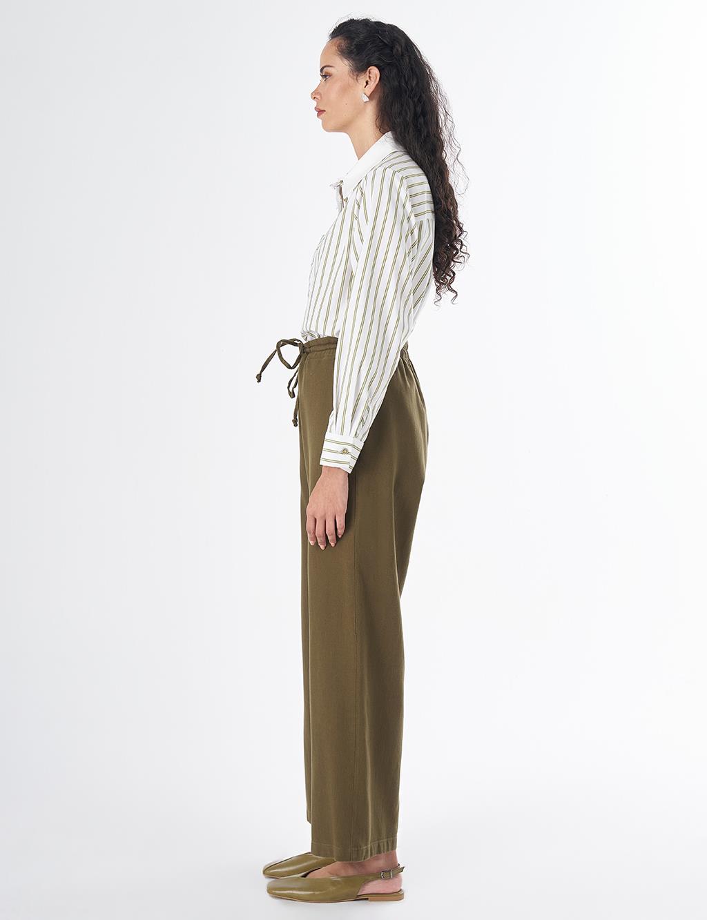 Drawstring Lyocell Trousers – Dark Khaki