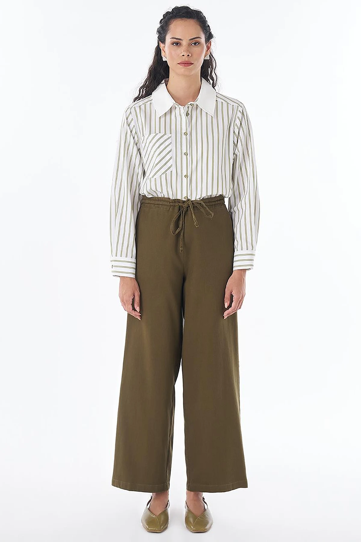 Drawstring Lyocell Trousers – Dark Khaki