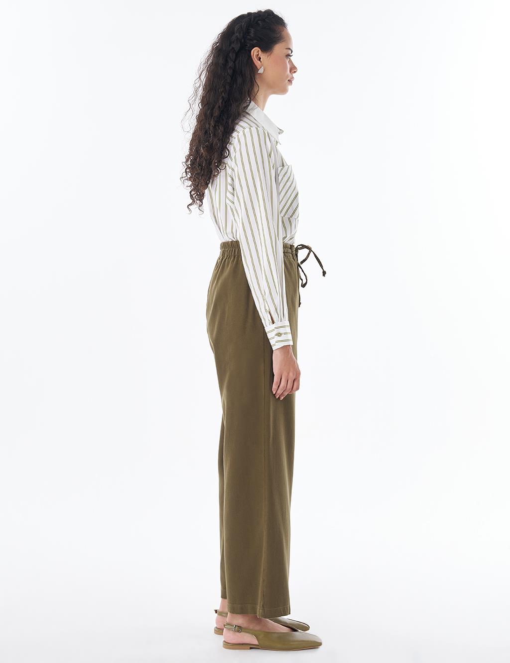 Drawstring Lyocell Trousers – Dark Khaki