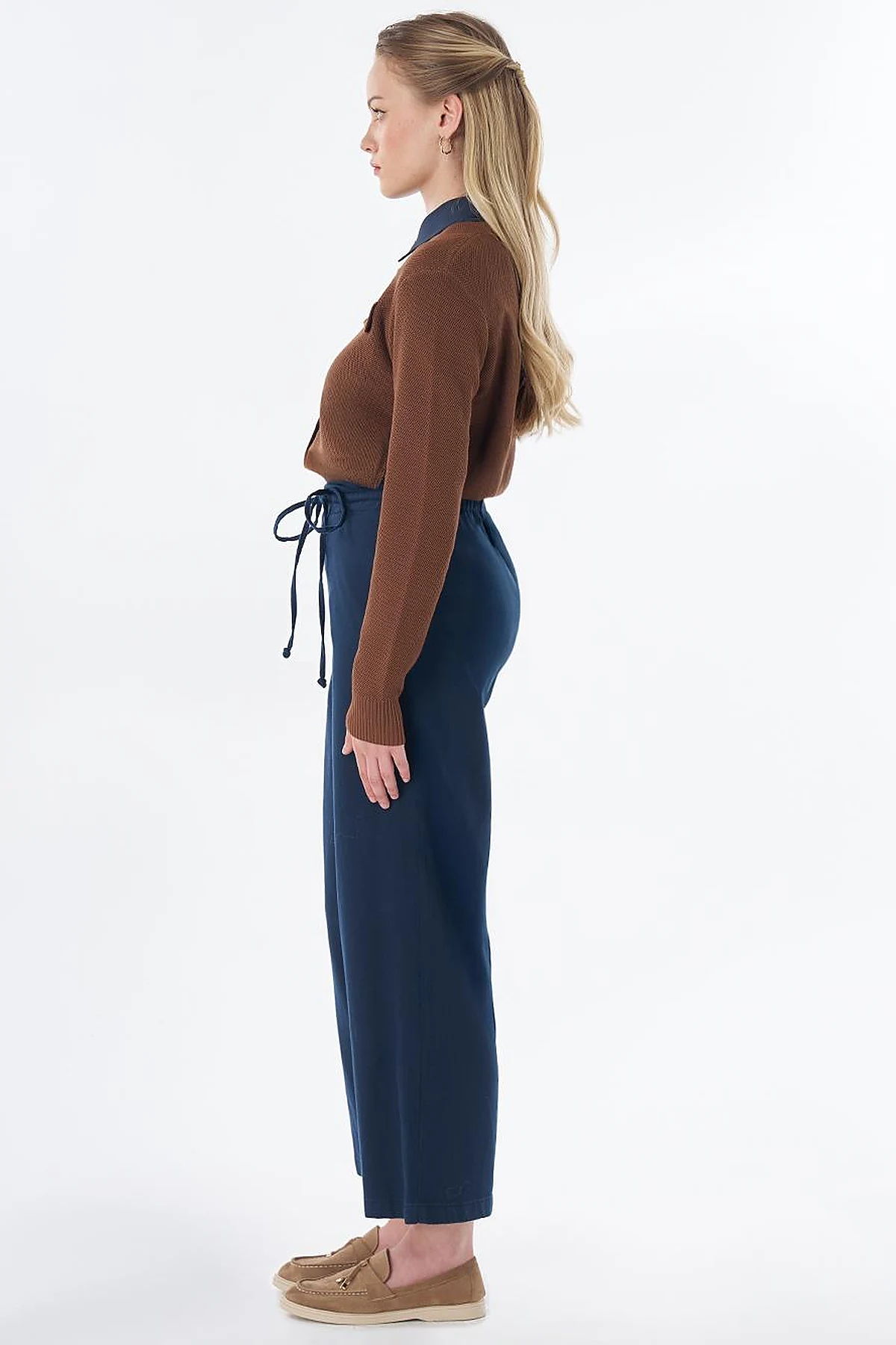 Drawstring Lyocell Trousers – Dark Navy