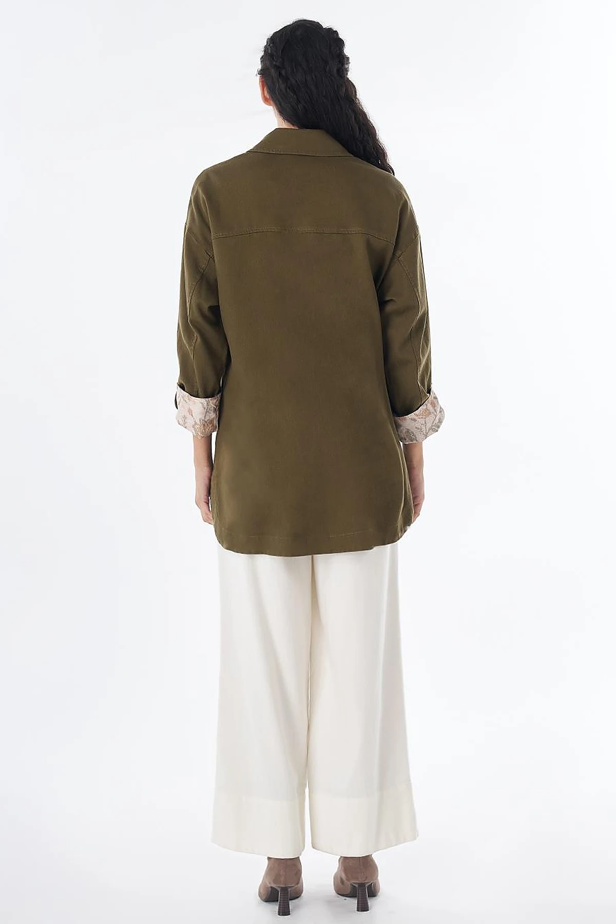 Button-Front Non-Denim Jacket – Dark Khaki