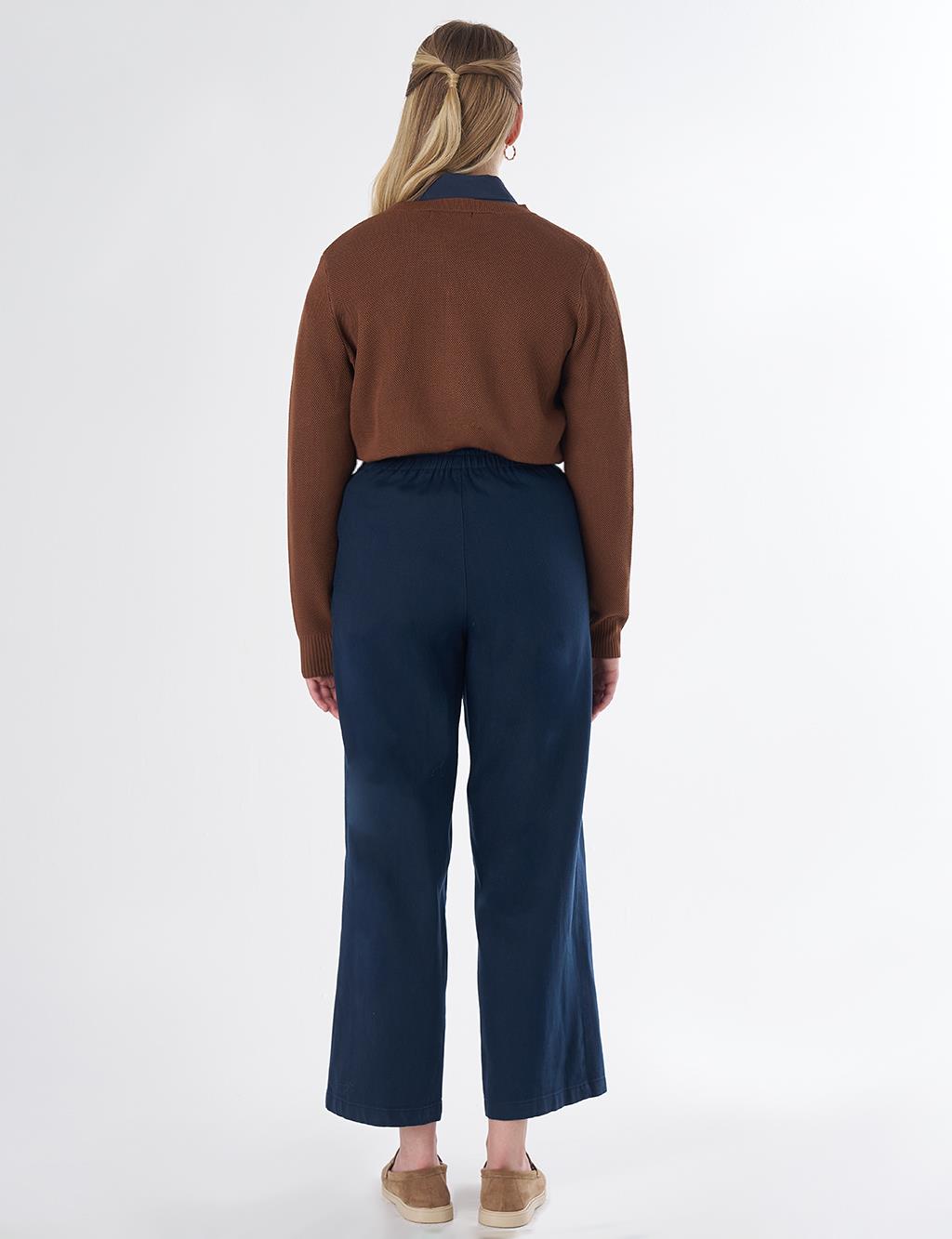 Drawstring Lyocell Trousers – Dark Navy