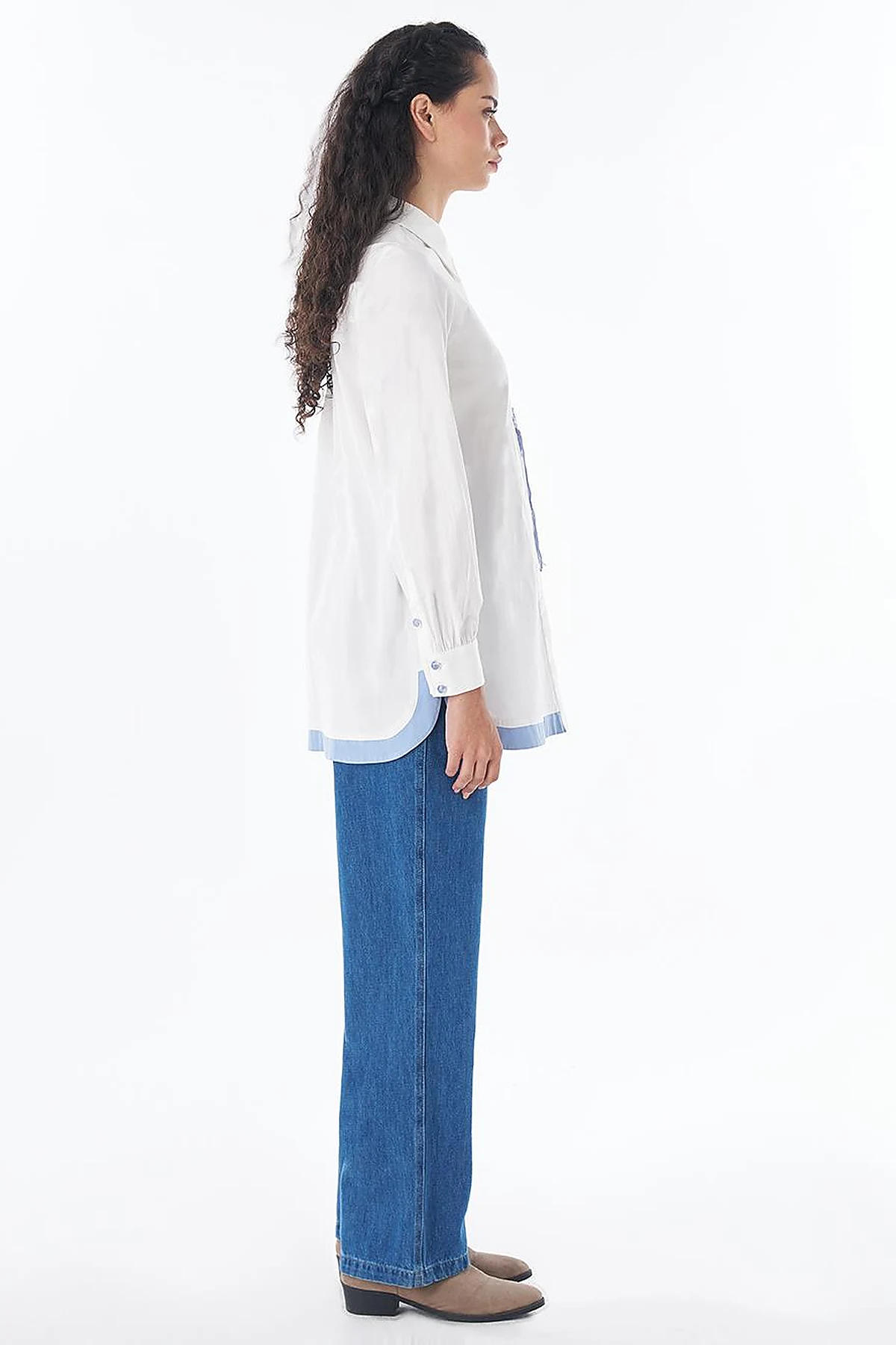 Tassel-Detail Cotton Blouse – Ecru