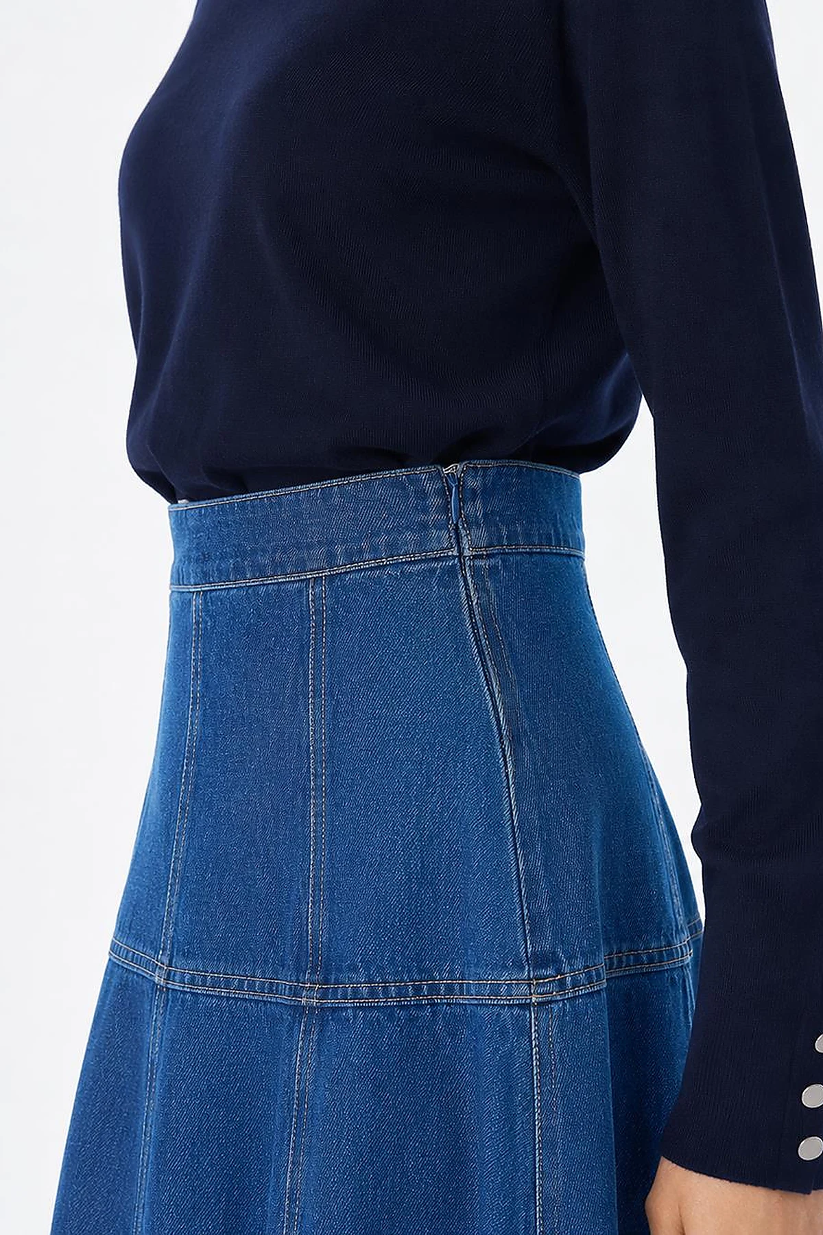 High-Waisted Washed Skirt – Blue