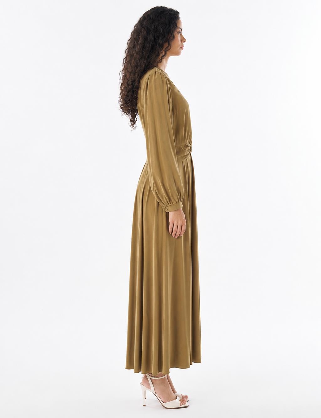 Knot Detail Modal Dress – Dark Olive