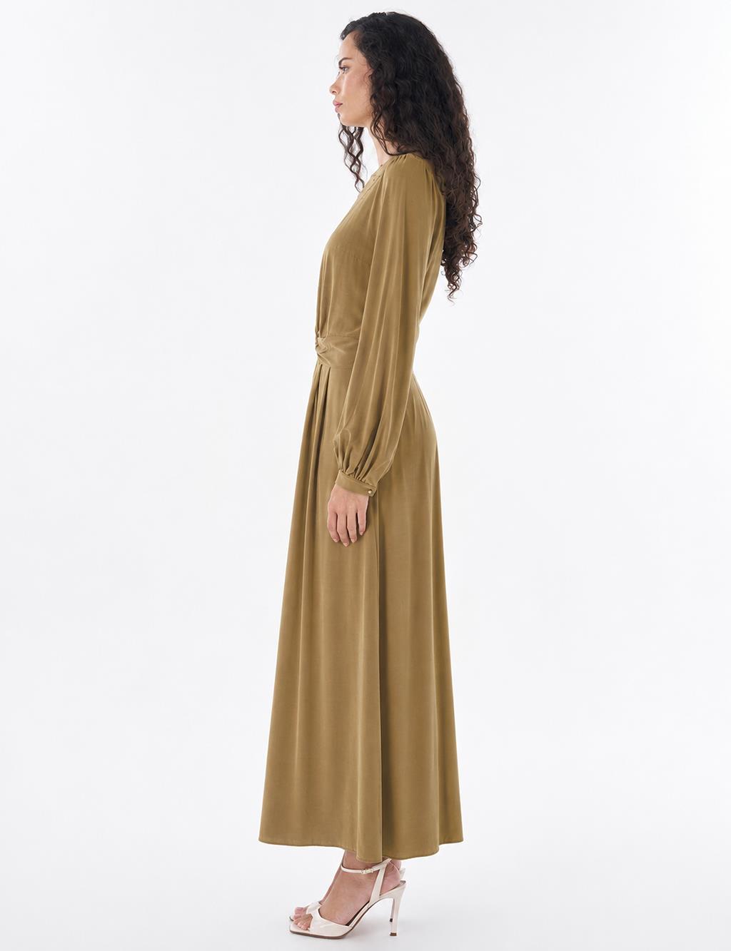 Knot Detail Modal Dress – Dark Olive