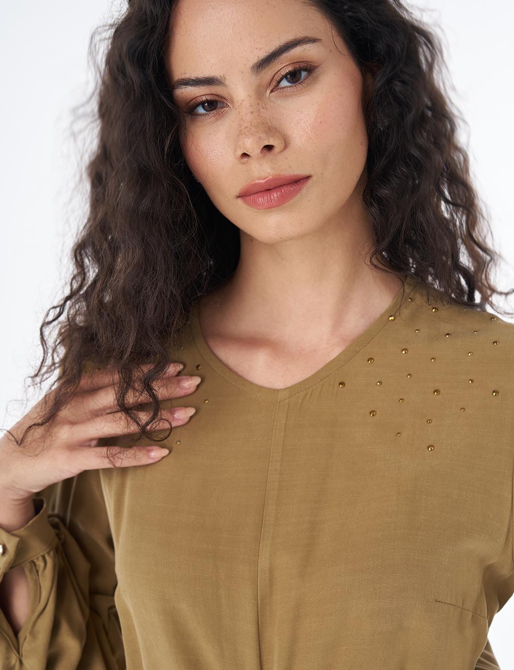 Knot Detail Modal Dress – Dark Olive