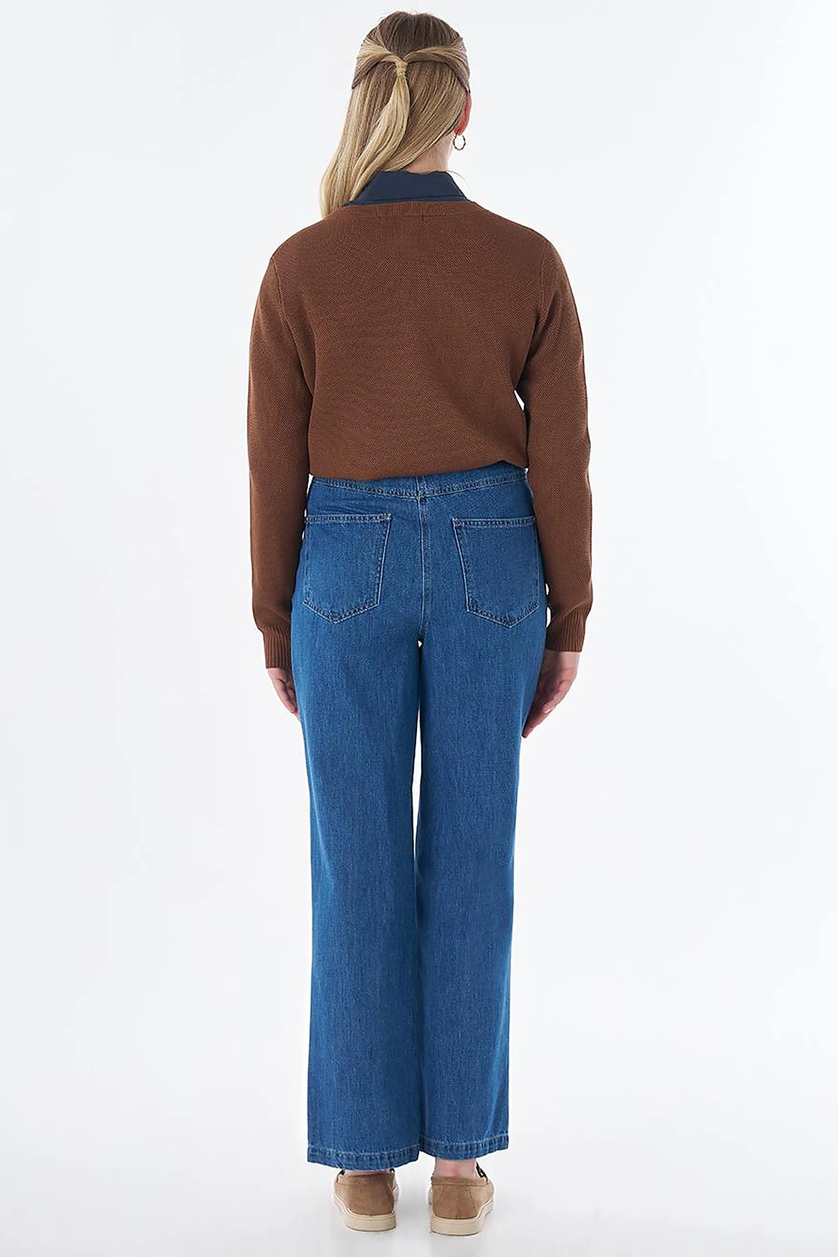 Washed Embroidered Trousers Blue