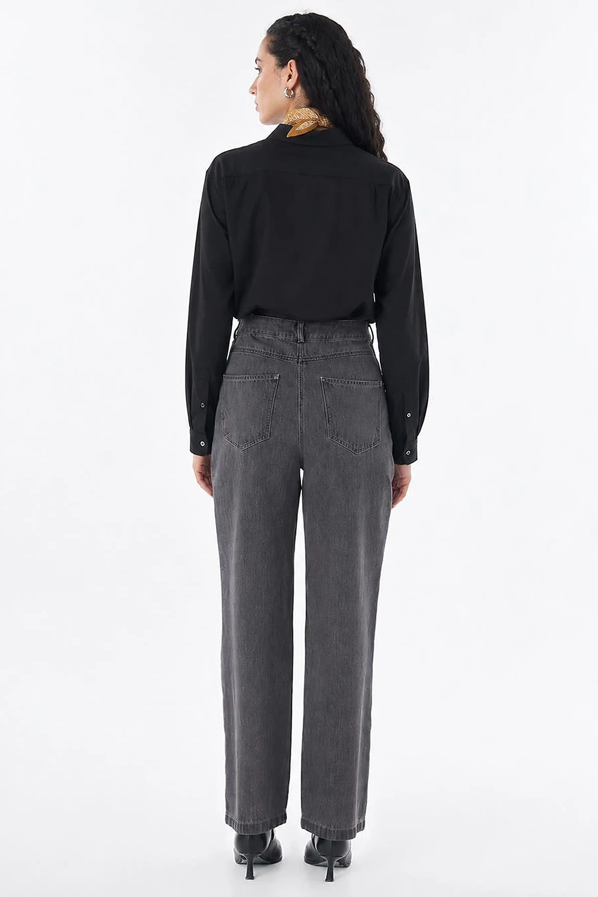 Washed Embroidered Trousers Black