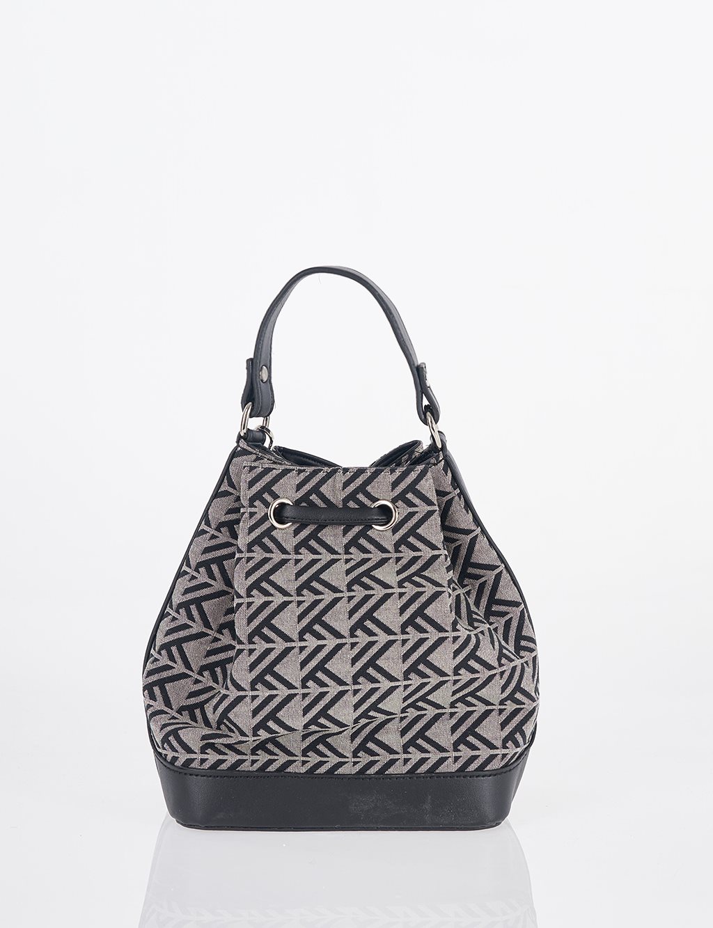 Monogram Patterned Bucket Bag – Black